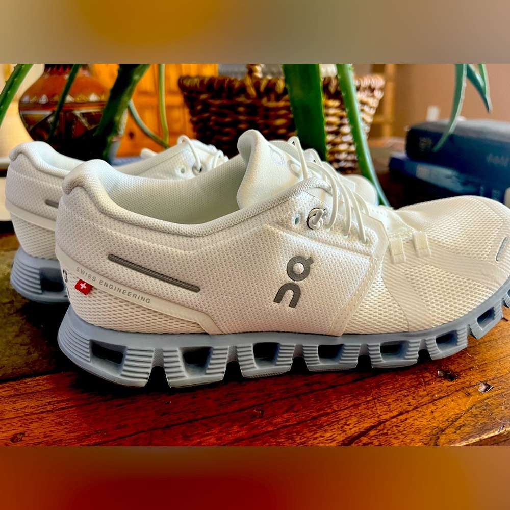 On Cloud 5 White Chambray Blue Shoes